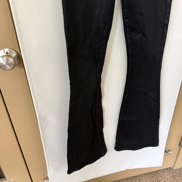 7 For All Mankind Womens 25 Black High Rise Tailorless Coated Skinny‎ Boot Jeans - Picture 3 of 12